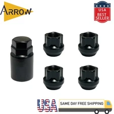 4x Black M14x1.5 Anti-Theft Open End Wheel Lock & Key Fit Honda Acura and More
