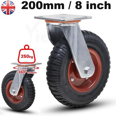 SANHESHUN Castor Wheels Large 200mm 250KG Heavy Duty Rubber 360° Swivel Furniture Caster