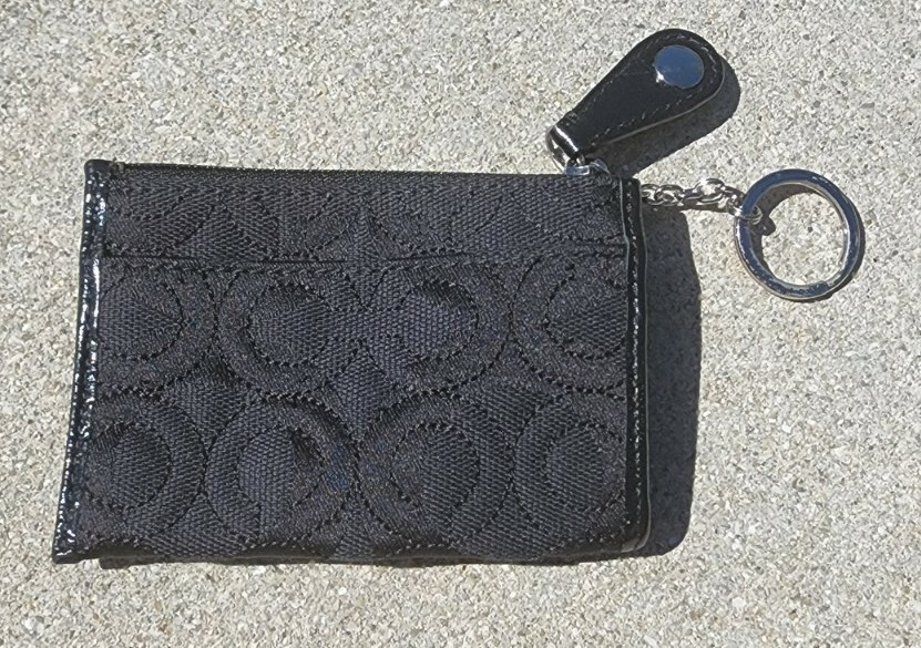 COACH Wallet Signature Black Fabric Coin Purse With Keychain | eBay