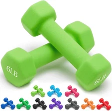 Set of 2 Neoprene Dumbbells 2x 6LB Dumbbells Hand Weights Pair Dumbbells, Green