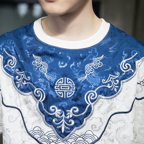 Mens Dragon Pattern Short Sleeve T-shirt Tops Tee Shirt Crew Neck Ethnic - Picture 9 of 14