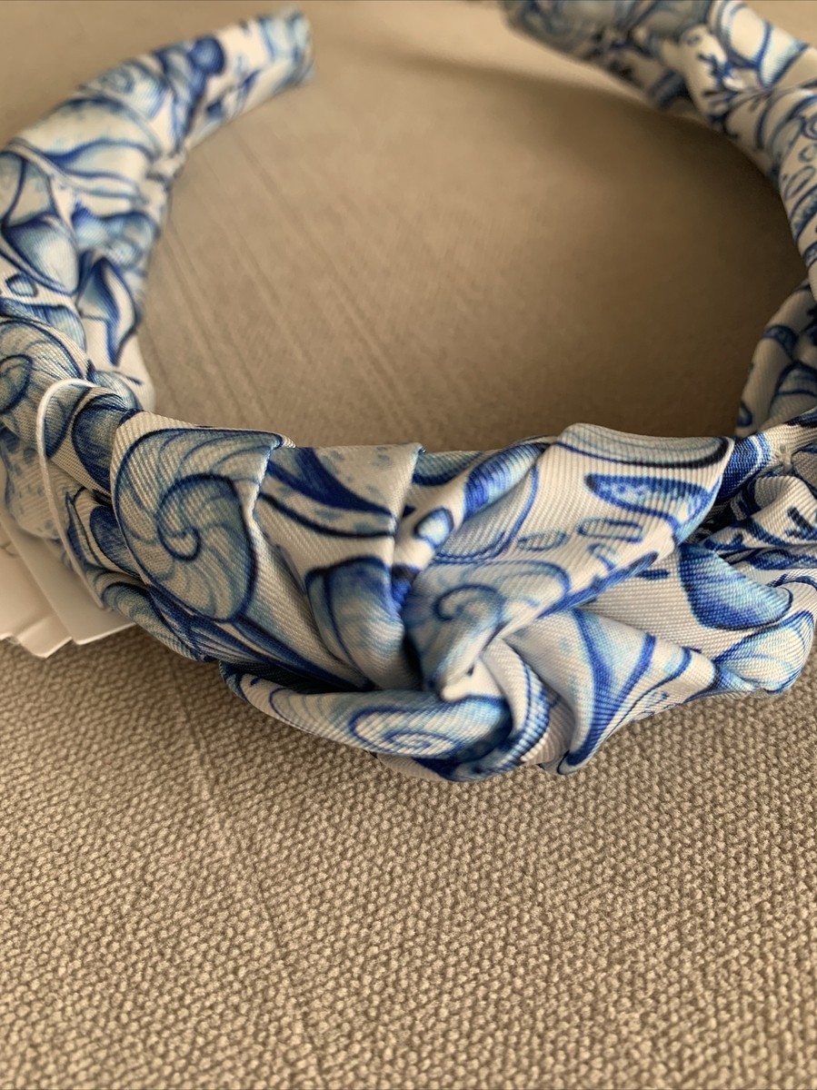 NWT* J Crew 100% Silk Printed Knot Head Band In Bright Peri  display picture 2