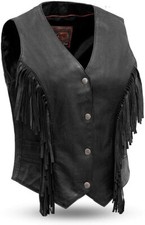 FIRST MFG CO - APACHE - WOMEN'S MOTORCYCLE BIKER BLACK LEATHER VEST - FA33