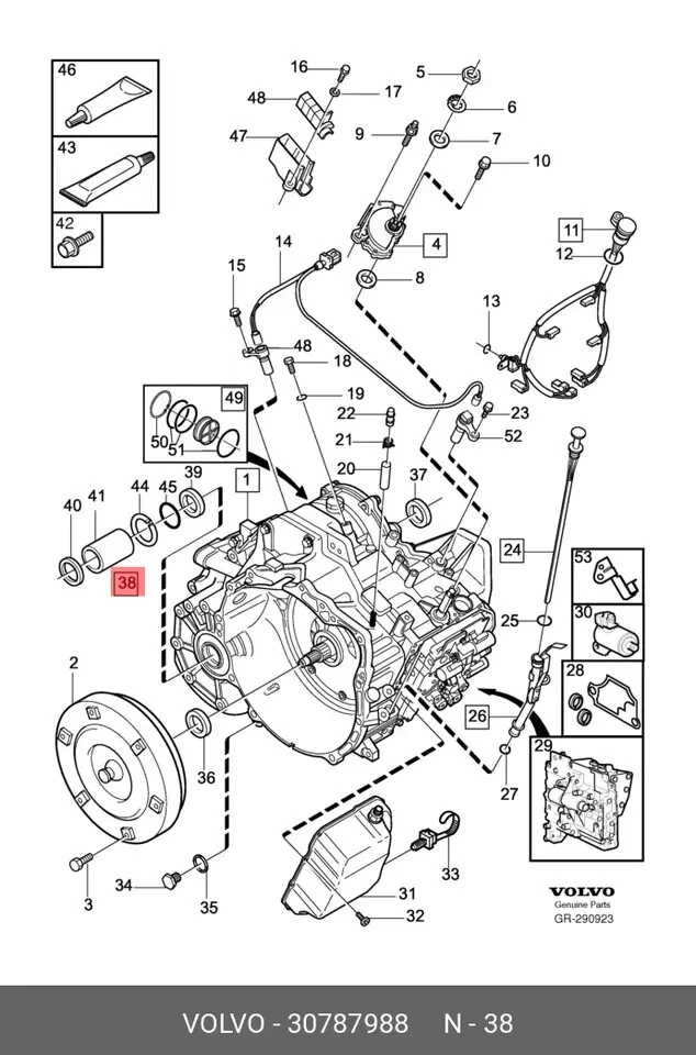 转移箱 角齿轮样条服务套件 30787988 适用于沃尔沃 S60 V70 XC70 XC90 — 第 2/2 张图片