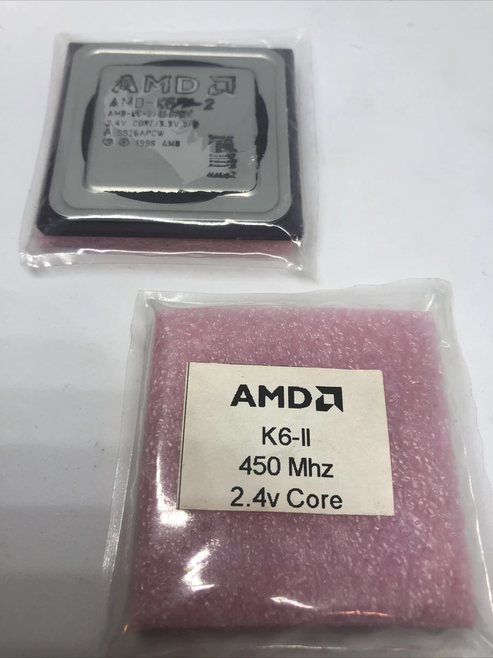 AMD AMD-K6-2 450AHX Super Socket 7 2.4v Core 3.3v K6-II Vintage CPU 450mhz Foto 3 de 4