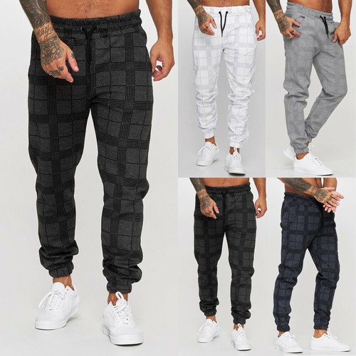 Pencil Pants Plaid Joggers Men Pants 