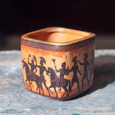 Greek Museum Replica Clay Pottery Mini Vase Uniqe Decorative Collectible 7cmX7cm