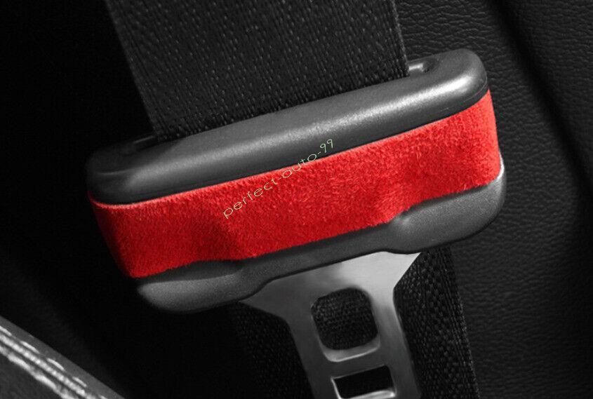 For Ford Mustang 2015-22 2023 Red Alcantara Safety Belt Buckle Accessories Cover