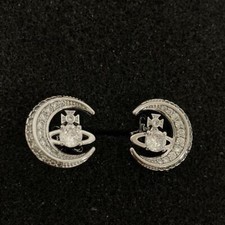 Vivienne Westwood Earrings DORINA MOON Silver Rhinestone 1.5cm w/drawstring