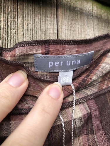 New Per Una Brown Check Stripe Skirt Size 18 Short - Picture 5 of 7
