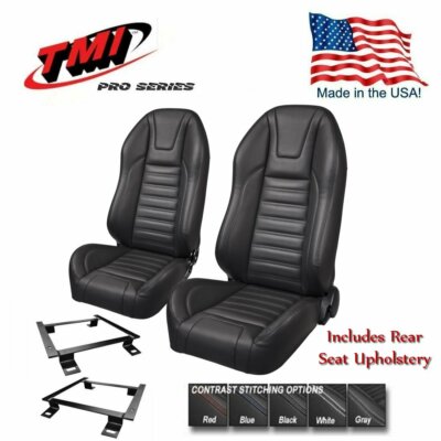 TMI Pro Series - Highback Bucket Seats, Brackets + Rear 1964-73 Mustang Fastback