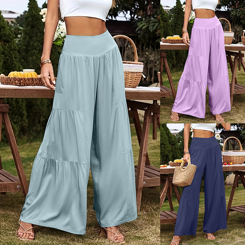 Pantaloni Palazzo Donna Yuson Girl - Vita Alta, Gamba Larga, Tessuto Morbido, Elastico, Con Tasche, Per Ufficio E Casual - Foto 9