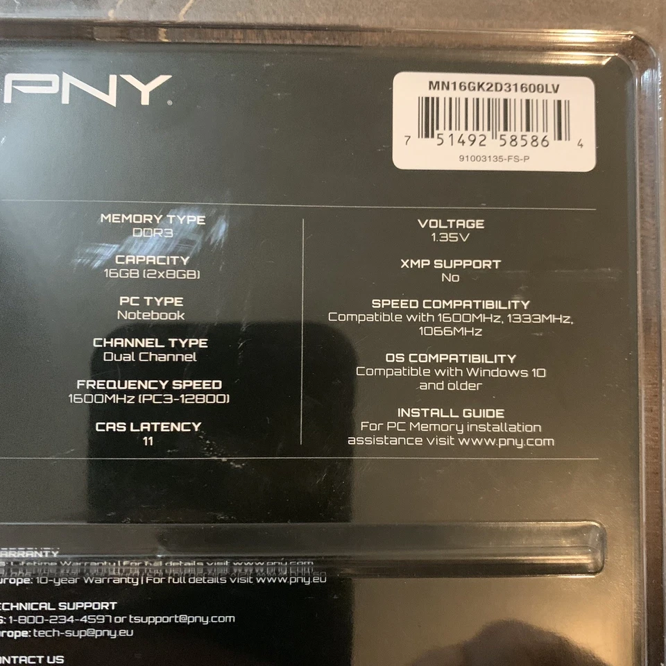 PNY Memory Sticks  DDR3|16GB|2x8GB 1600MHz | CL11 | 1.35V New Unopened - Image 4 of 4