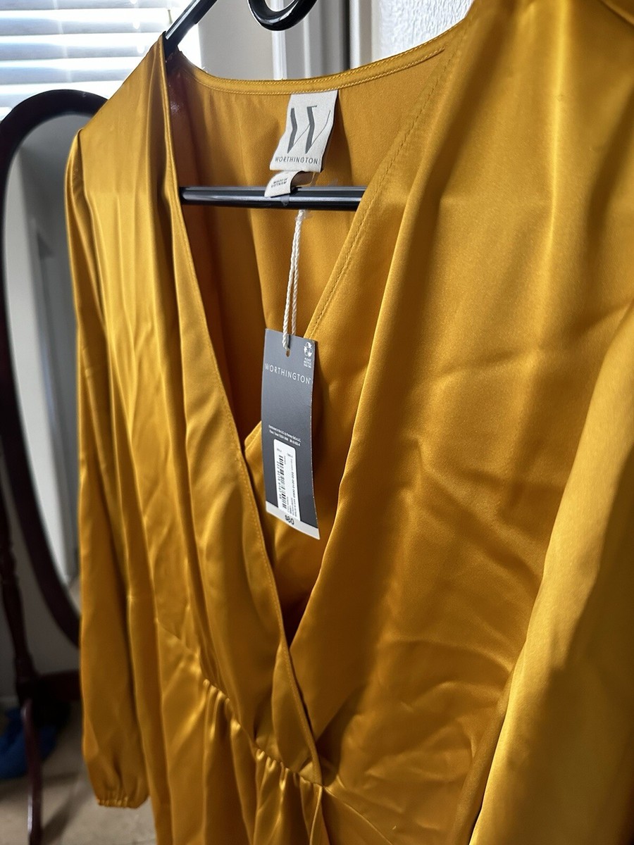 Roman Gold Large Wrap Dress Worthington New With Tags Perfect For Fall  |  eBay