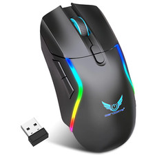 Rechargeable Wireless Gaming Mouse 2.4Ghz RGB Rainbow LED Light USB-C Mice UK
