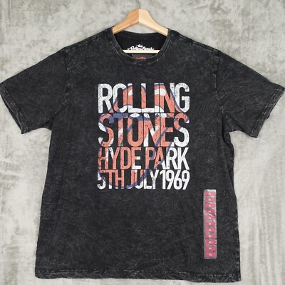 The Rolling Stones Hyde Park 1969 T Shirt Men's XL Black Pullover Crew Neck NWT