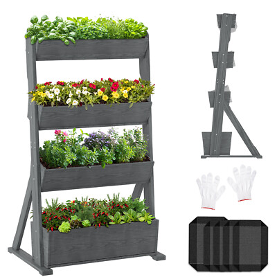 NAIZEA Vertical Garden Planter 4 Tier Planter Box for Flowers Vegetables Herbs