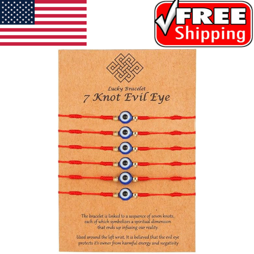Pulsera Roja 7 Nudos 6 Piezas Cordón Ajustable La Protección Del Mal De Ojo.