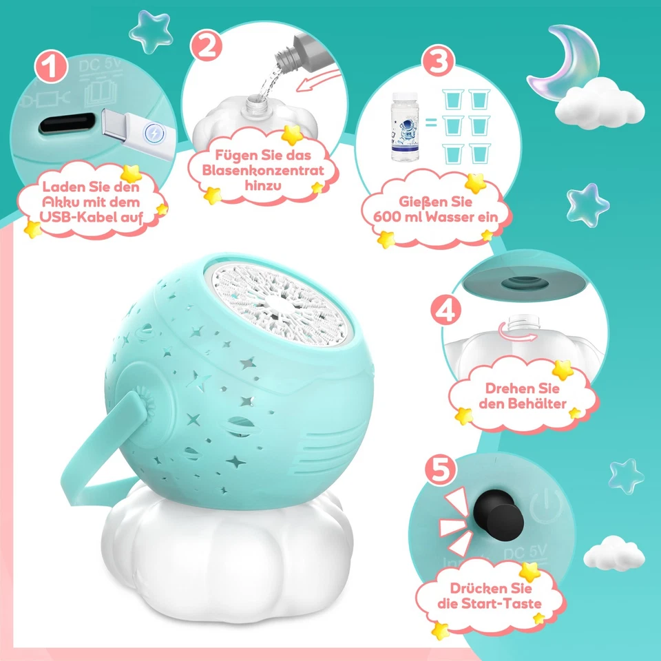 Automatische Seifenblasenmaschine Kinder mit Lichtern, für Hochzeit, Party - Bild 4 von 4