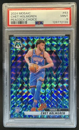 2024-25 Panini Mosaic Chet Holmgren Choice Peacock Mosaic #63 Thunder PSA 9