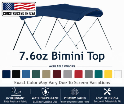 BOMBARD Bimini Top 7.6oz Boat Sun Shade Marine UV Resistant Canvas