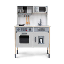 Play Kitchen for Kids, Wooden Kitchen Set with Microwave, Sink  Faucet, Stove,