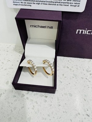 Michael Hill 1.0 carat lab grown diamond earrings 10kt yellow gold - BRAND NEW
