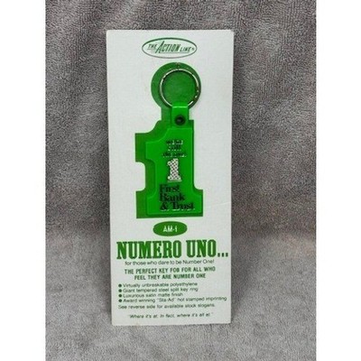 Vintage Advertising Keychain First Bank Trust Numero Uno Green Keychain NEW