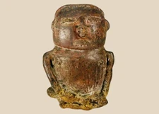 Pre-Columbian Terracotta Effigy Vessel | Seated Human Figure | 500 BCE – 900 CE