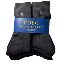Polo Ralph Lauren Pony Logo Men  s 6 Pk Classic Sport Crew Socks Blk Sz10-13 Sale