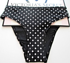 VICTORIA'S SECRET PINK Cotton Cheeky Panty M L XL Black Polka Dot FREE SHIP 4 