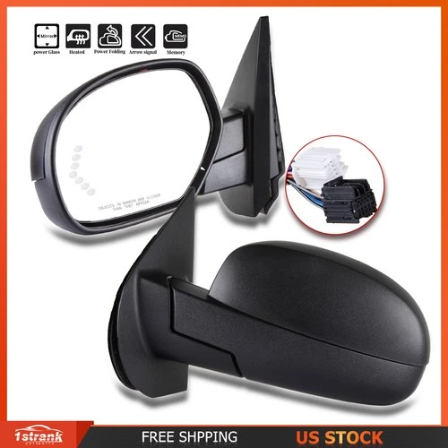 Mirror For 07-13 Chevy GMC LH Side Power Fold Memory Heated Puddle Light Signal