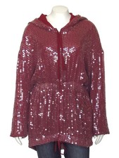 *SALE!* Vintage EMPORIO ARMANI Burgundy red Sequin Hoodie Jacket Coat sz 44 / 10