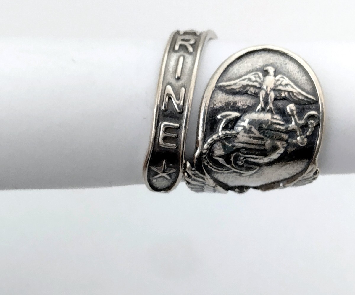 Solid 925 Sterling Silver US Marine Eagle Wings A… - image 5