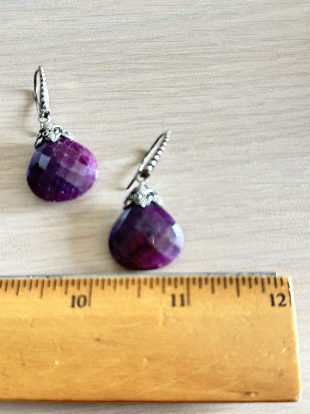 Sandra Singh Sterling Silver Ruby Dangle Pirced E… - image 12