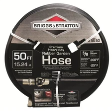 Briggs & Stratton 8BS50 50ft Heavy-Duty Rubber Garden Hose - Premium Quality