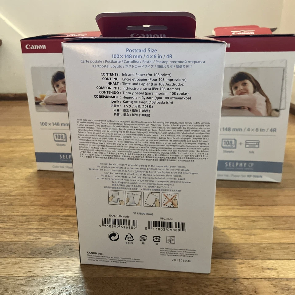 Papel Canon KP-108IN Selphy CP 4x6" 108 hojas y 3 cartuchos de tinta 6 cajas (5 nuevas) Foto 4 de 4