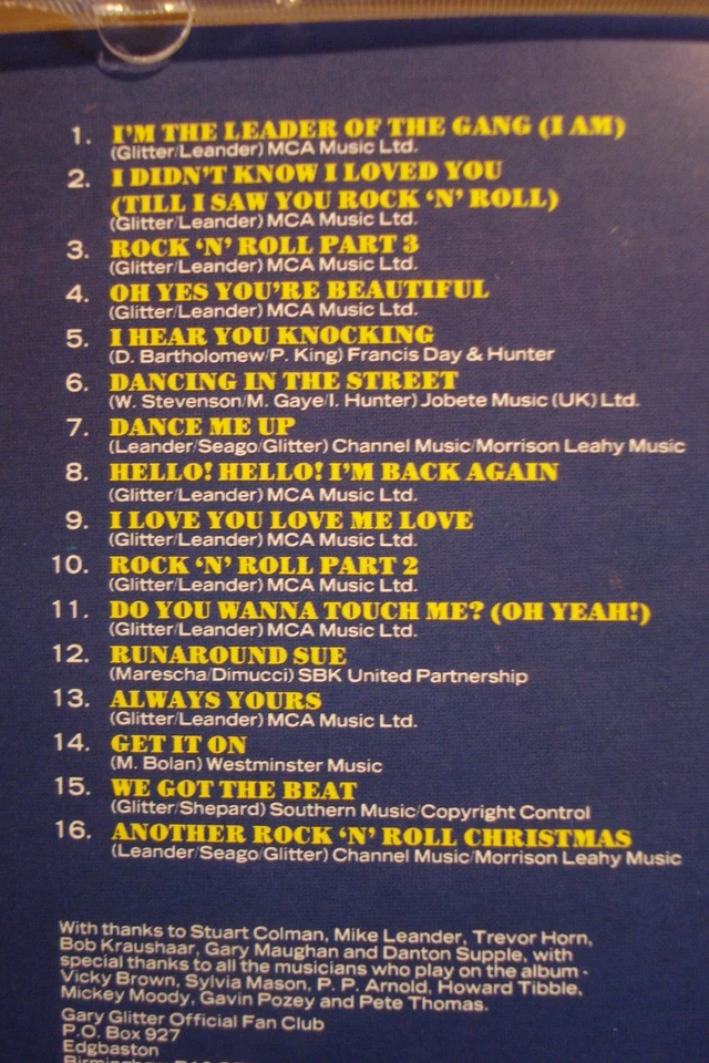 CD THE GARY GLITTER PARTY ALBUM GREATEST HITS PANINI POP STARS MINI POSTER BRAVO - Bild 4 von 4