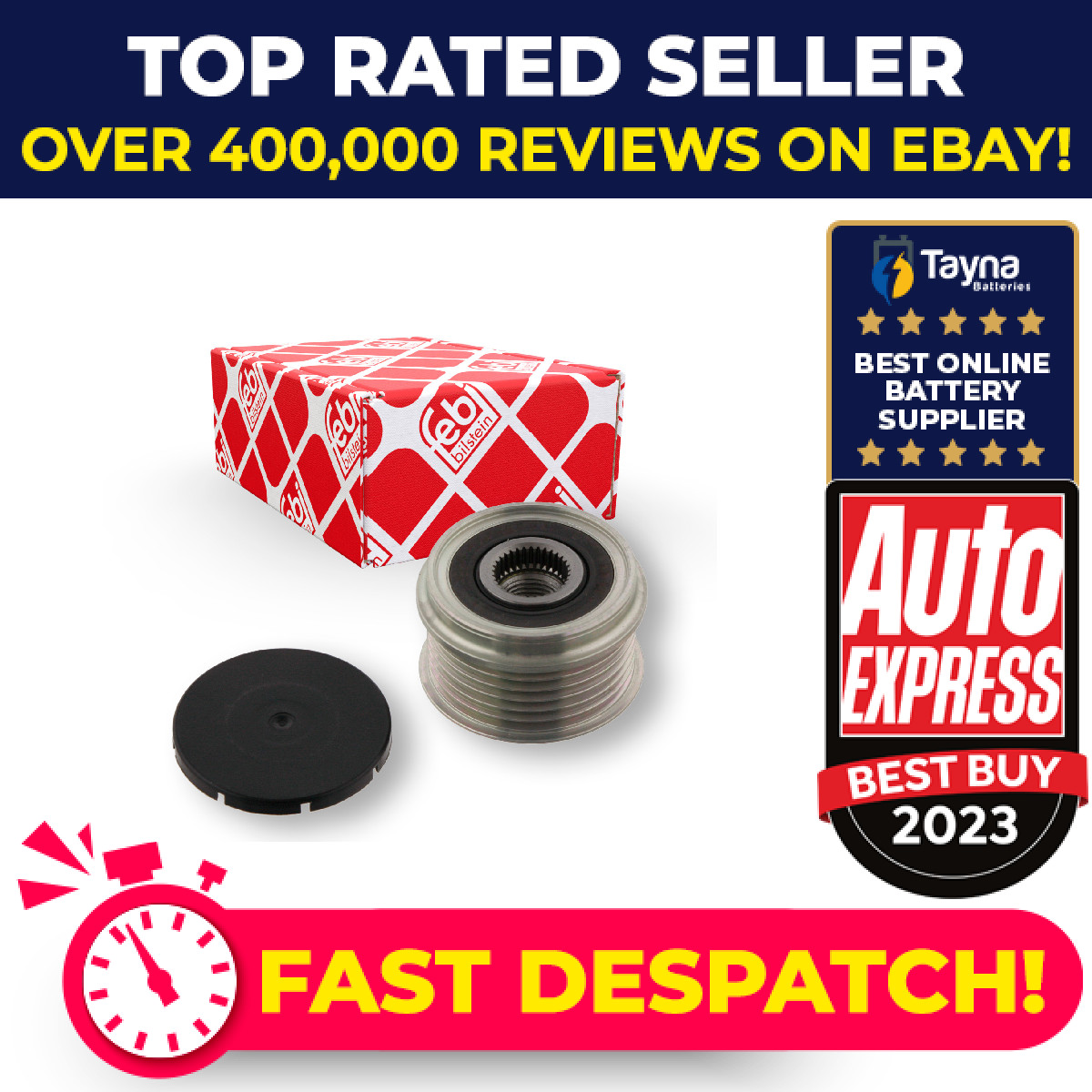 Overrunning Alternator Pulley fits FIAT TIPO 356, 357 1.3D 2015 on Clutch Febi