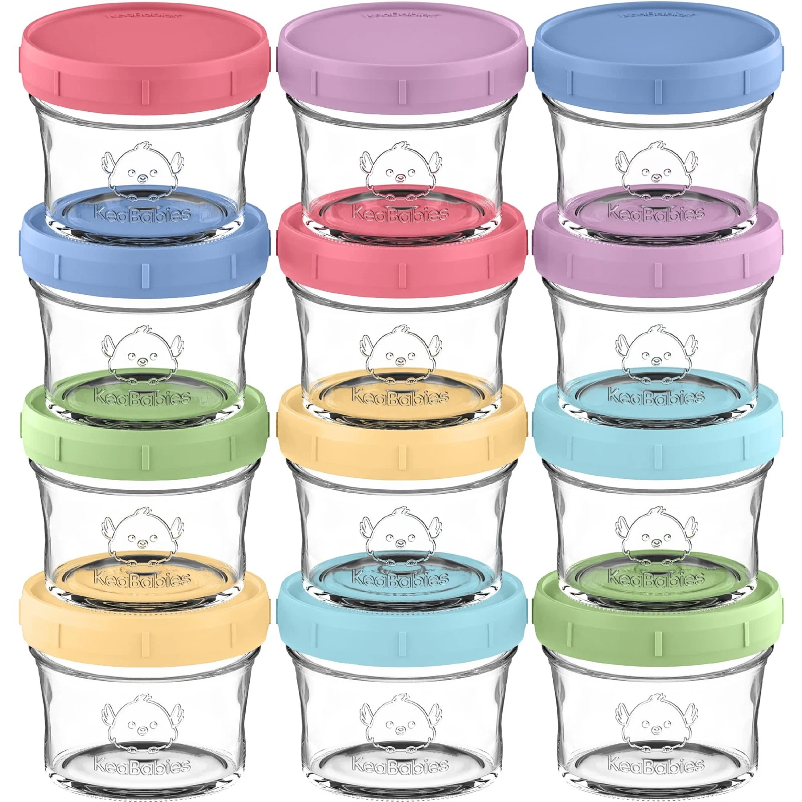 KeaBabies 12pk 4oz Glass Baby Food Containers with Lids - Leak-Proof,
Opens in a new window or tab