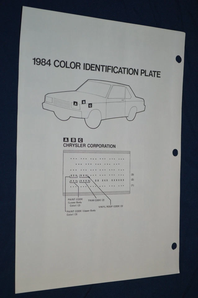 Dodge Truck 1984 exterior color astillas/códigos hoja gráfico 84 D100 D150 D25 Foto 2 de 2
