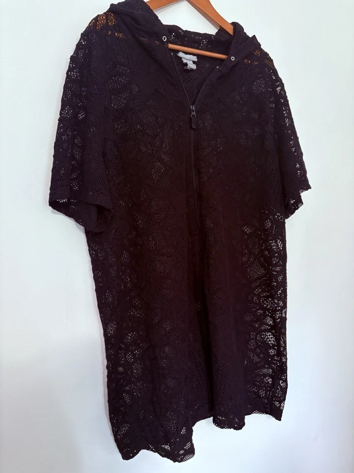 Купальник пляжный Catherine's черный накидка прозрачный 2x 22/24w на молнии с капюшоном женский - Изображение 2 из 4