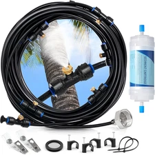 26FT Pre-Assembled Outdoor Misting Cooling System,  Patio Misters with Water Fil