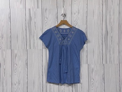 Sonoma top womens size small short sleeve blue patterned blouse