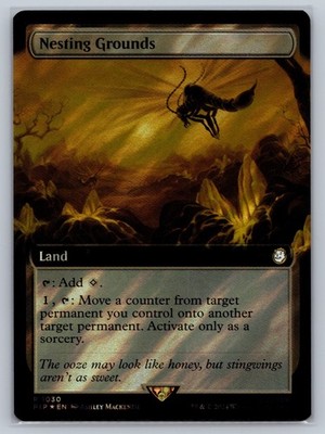 MTG Fallout Extended Art Surge Foil #1030 Nesting Grounds Rare Land