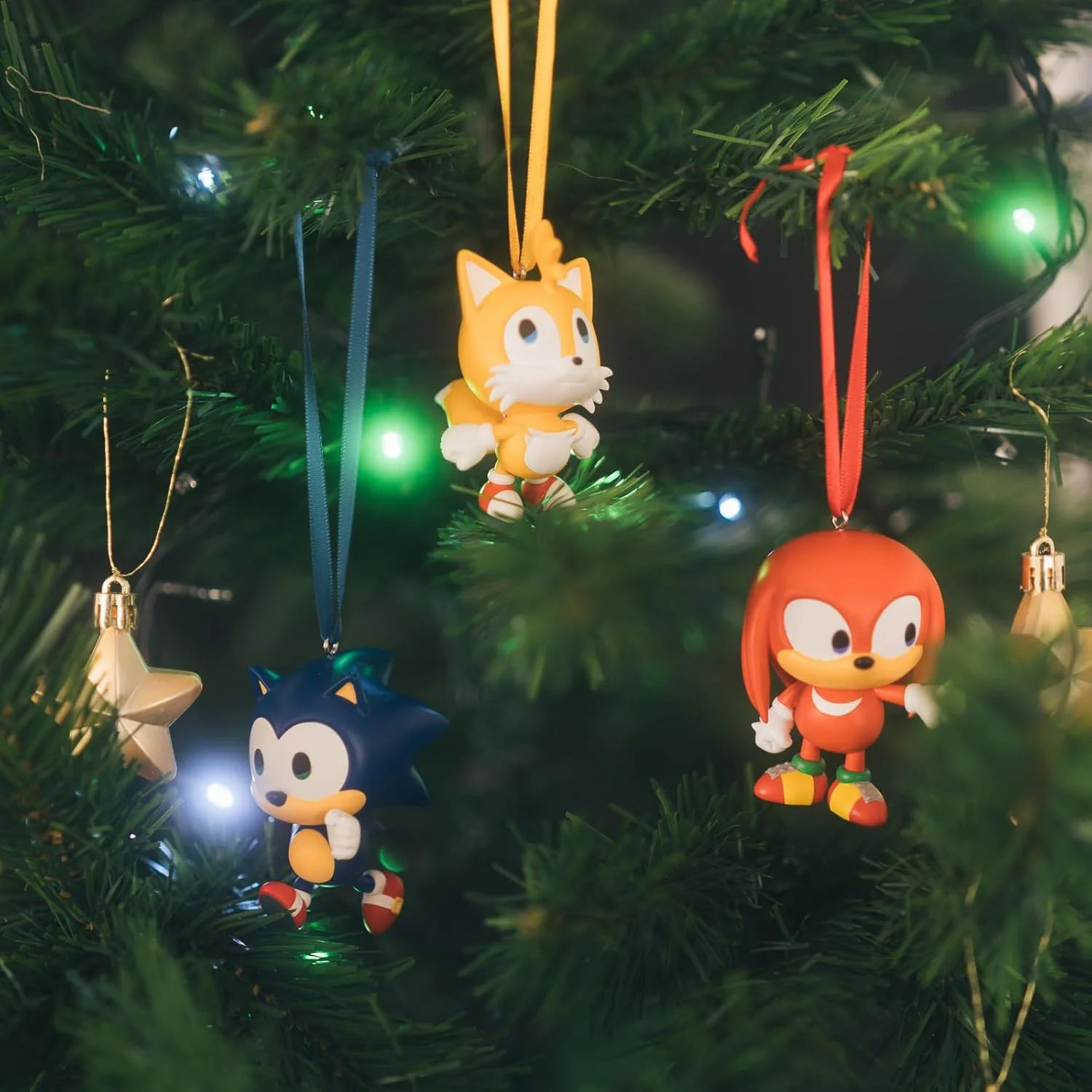 Sonic lot de 3 ornements de sapin de Noël en PVC Erik bleu et rouge
