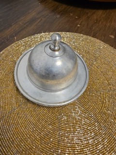 Vintage Butterdose / Butterglocke – Sheffield – versilbert – mit Glaseinsatz