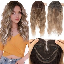 Free Part Women Topper Real As Human Hair Top Toupee Piece Lace Clip in Hairpiec