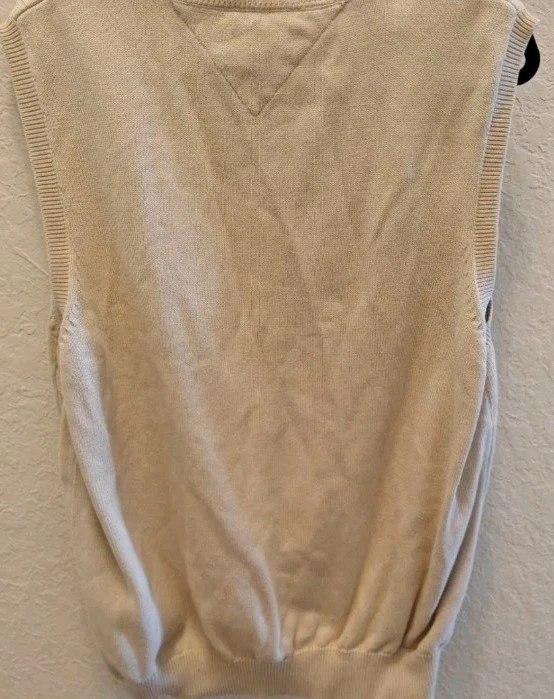 Suéter Chaleco Tommy Hilfiger Golf 100% Algodón Tejido con Cable Años 90 Beige Talla Mediana Foto 3 de 4