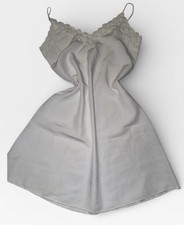 Vintage silky mini retro flower Babydoll Slip Dress  white   size small 